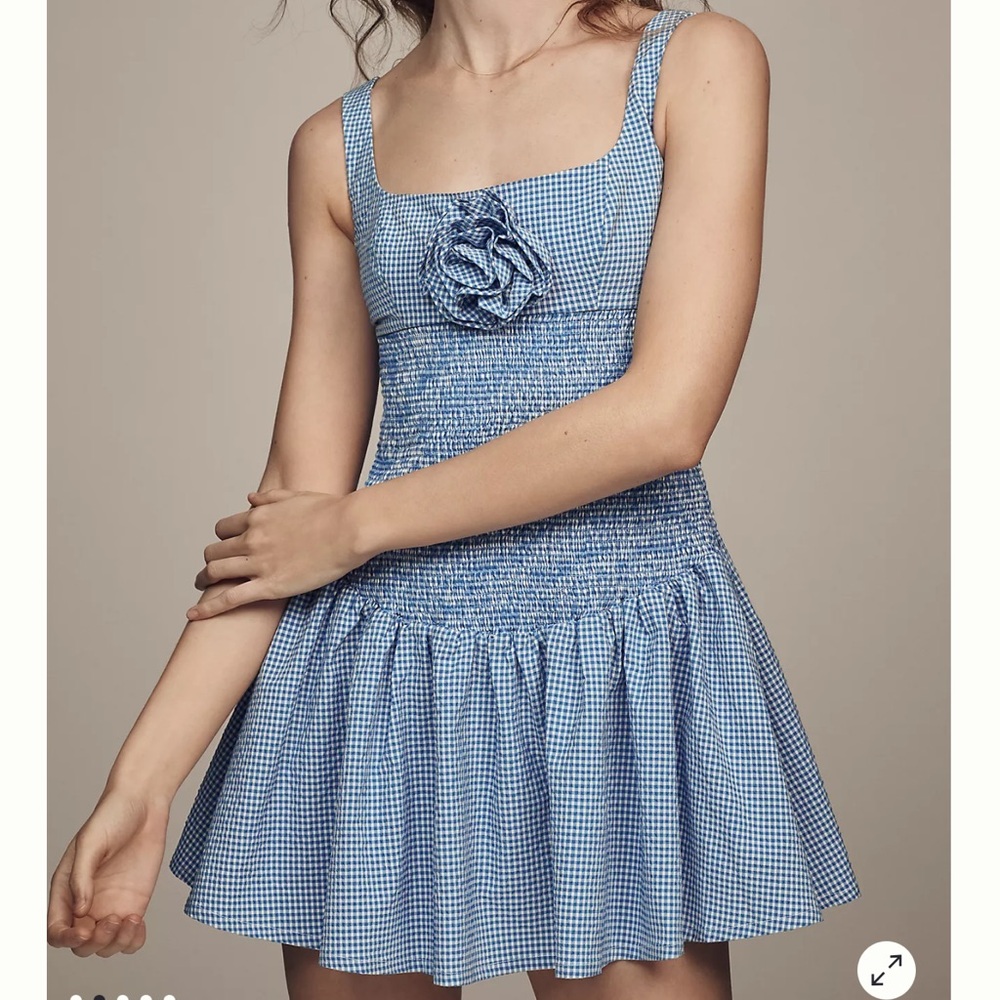 Anthropologie Blue Checkered Mini Dress